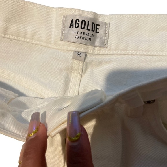 AGOLDE Parker Distressed Premium White Denim Shorts - Picture 6 of 8